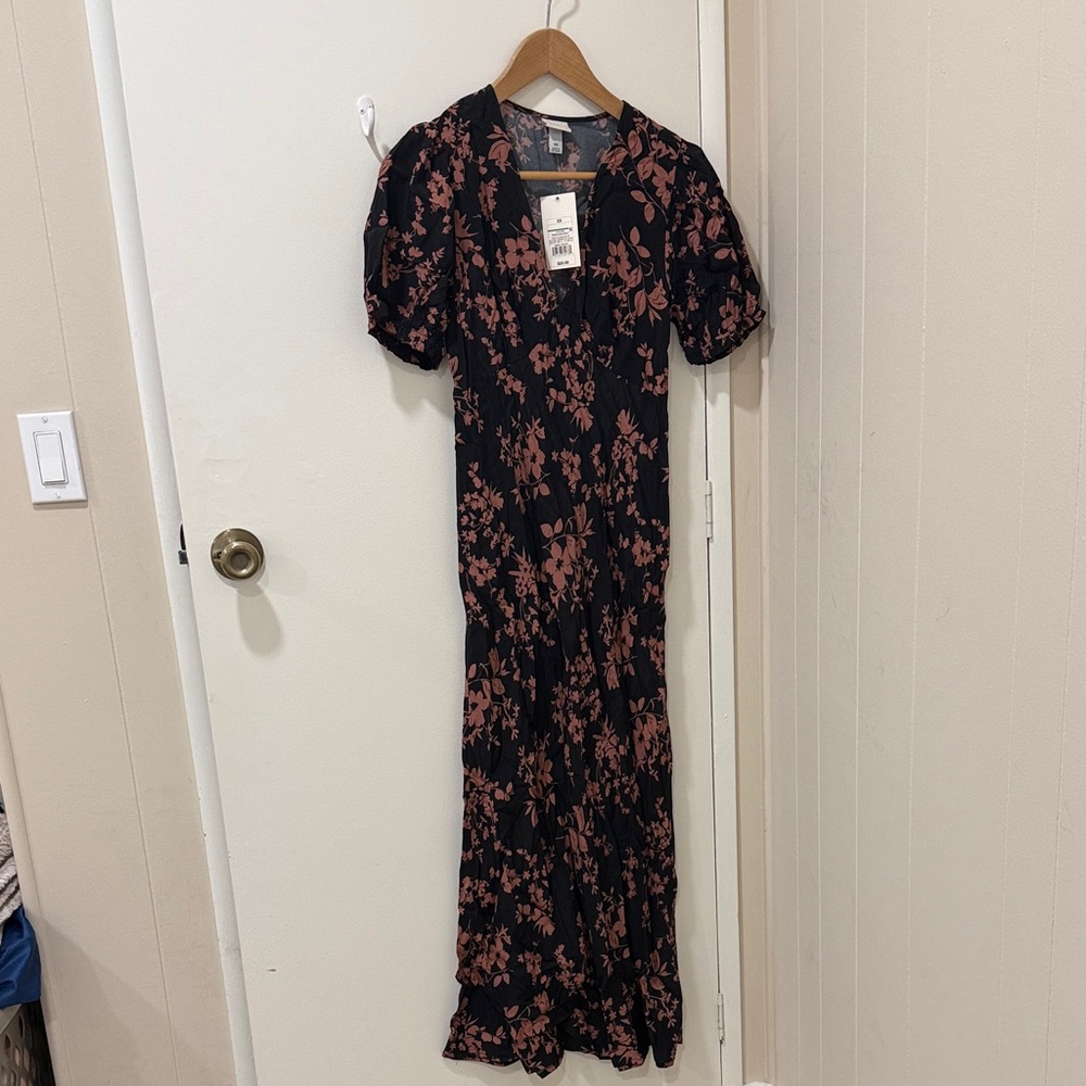 a new day Black and Pink Floral Maxi Dress